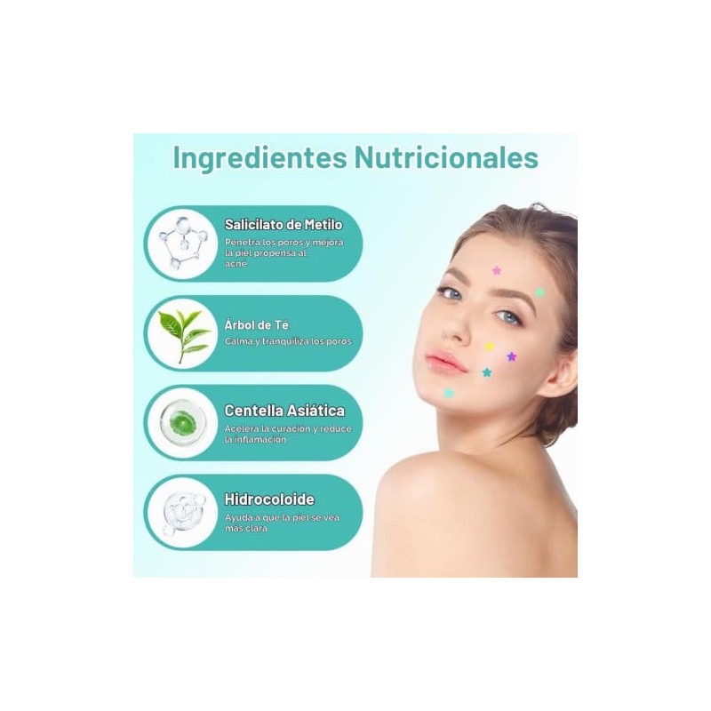 200 Pcs Parches para Granos, Parches Granos Estrella, Con Aceite
