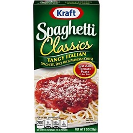 Kraft Spaghetti Classics Tangy Italian Easy Pasta Meal with Spaghetti, Spice Mix & Parmesan Cheese 8 OZ (Pack of 6)