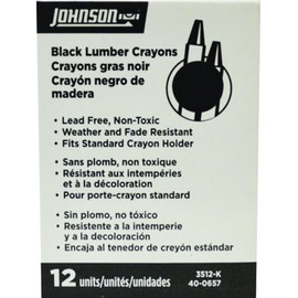 Johnson Level & Tool 3512-K Lumber Crayon, Black, 12-Pack