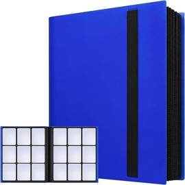 9-pocket Trading Card Binder with 360 Degree Protection, Durable PVC Material Teacher Must Haves Side Loading Card Holder for Baseball, Football, Mtg, Tcg, Sports & Game Cards, without Cards, School Supplies, Gifts For Kids:_Blue_1 Count