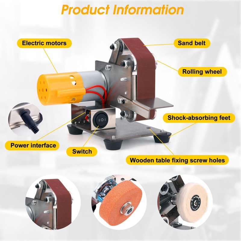 Mornajina Mini Belt Sander for Knife Making, 3 IN 1
