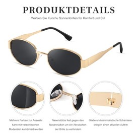 kunchu Sonnenbrille-Damen-Polarisiert-Unisex-Herren-Gold-Metal-Retro-Oval-Trendy-Sonnenbrillen-Vintage-Uv400-Classic-Ultraleicht-SchutzÔºåGeeignet F√ºR Camping-fotografie-Outdoor-Geschenke f√ºr frauen-10