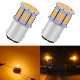 LEDYOTRY 1157 2357 LED Bulb Amber Turn Signal Lights 12V-24V Super Bright Low Power 2057 7528 BAY15D LED Bulb for Brake Tail Lights, Turn Stop Signal Light, Side Marker Parking Light, Pack of 2