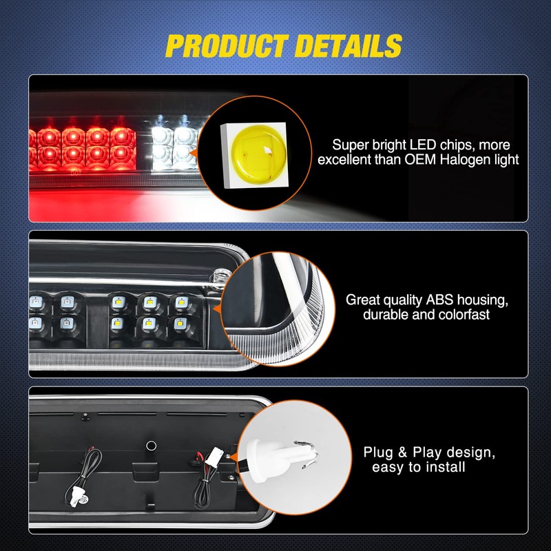 Nilight Third Brake Light Tail High Mount 3rd Stop Cargo