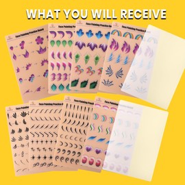 Bowitzki face Painting Practice Board 10pcs,Reusable Colorful face Paint Practice Board,Painting Makeup Exercise Template A4 Size (#5)