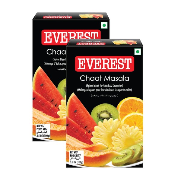 Everest Various Seasoning Masala Powder - A Mixture of Spices Adds Taste - Aromatic & Enhances the flavor of the meal - Simplifies & Speeds Up The Cooking Process (Chaat Masala 100g, Pack of 2)