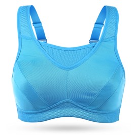 WingsLove Women's Sports Bra High Impact Bra Full Coverage Wirefree Workout Non Padded Ultimate Running Bra Sports Bra Women Plus Size Blue