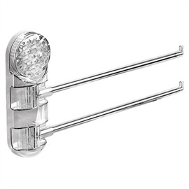 Meiliyizu Towel Rack with Suction Cup, 2 Rails, Silver, Stainless Steel and Plastic, Wall Mounted Towel Organizer for Bathroom