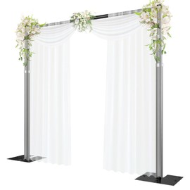 Qoolfoto Pipe and Drape Backdrop Stand, 8.9x10ft Heavy Duty Adjustable Background Frame with Metal Base, Back Drop Holder for Parties Photography Wedding Photoshoot Decoration - Black