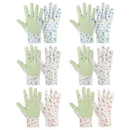 PATIKIL Floral Gardening Gloves for Women, 6 Pair Non-Slip Grip Garden Glove Women Working Yard Gloves for Yard Cleaning, Gardening, Weeding, Planting, Blue Purple Pink