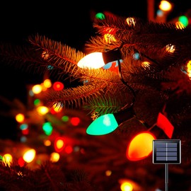 Anycosy Solar Christmas Lights Outdoor, 60FT 120 LEDs C7 String Lights with Solar in 8 Modes for Christmas Tree Christmas Garden Decorations Christmas Lights Decorations