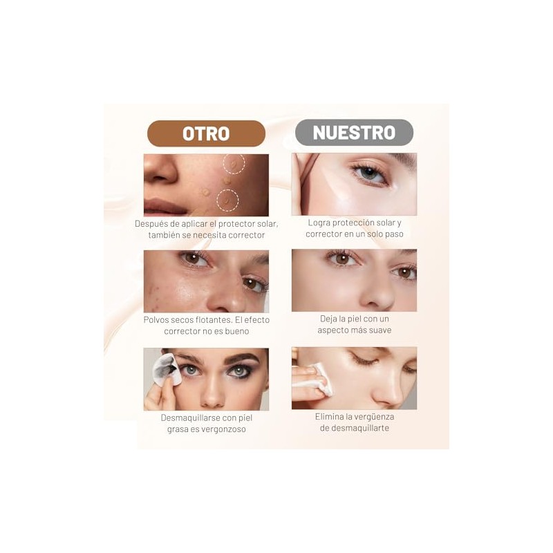 Base de Maquillaje 4 en 1, SPF 50, Base de