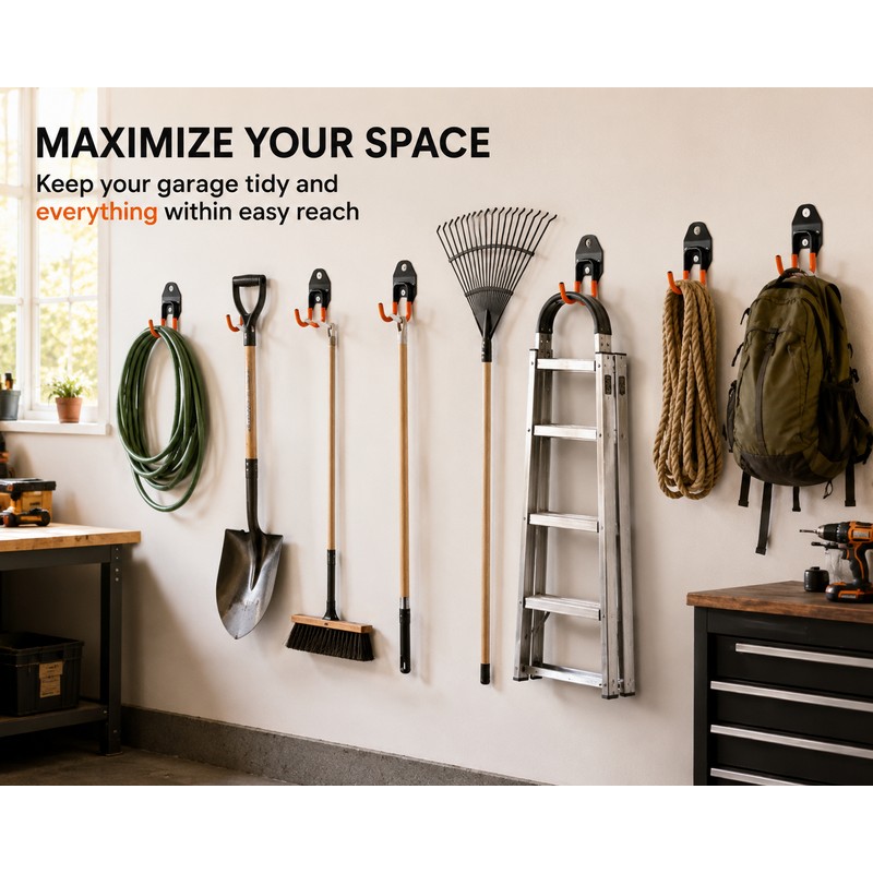 Heavy Duty Wall Mounted Storage Hook for Garage and Home