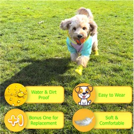 Ultra Soft Waterproof & Dirt-Resistant Yellow Dog Boots by Quality Life Hack (Plus One Free) - Size Medium