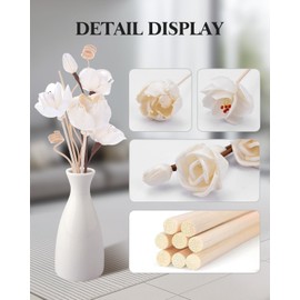 9 Pcs Reed Diffuser Sticks, Reed Fragrance Diffuser Flowers Set, Natural Rattan&Handmade Flower Refill Replacement Sticks, House Bedroom Office Decor