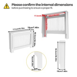 High Radiator Cover Wood Cabinet: External 36 Inch Height White Medium Heater Covers Internal Heights 35.5 Inch Vertical Slats Modern Tall Radiators Shelf Thicken MDF Wooden Kitchen Bedroom Cabinet