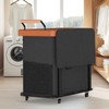 60 Gal (230L) Laundry Hamper 3 Section with Lid, Leather