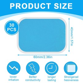 KEMUZ 30 Stück Ems Gel Pad, Gels Pad Für Ems Trainer Bauchtrainer Elektrische Muskelstimulation, Abs Trainer Ersatz Gel Blatt Ersatz Pad, Für Em 59 Heat Gel-Pads Nachkaufset(4 * 6Cm)