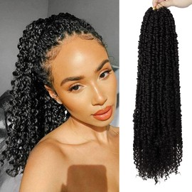Passion Twist Hair - 8 Packs 22 Inch Passion Twist Crochet Hair For Women, Crochet Pretwisted Curly Hair Passion Twists Synthetic Braiding Hair Extensions (22 Inch 8 Packs, 2)