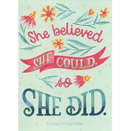 RSVP She Believed She Could : R.S. Grey Quote Graduation Congratulations Card for Her : Girl : Woman