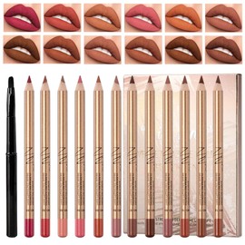 12pcs Lip Liners Set,Matte Lipstick Lip Liner Pencil,Longwear Smooth Lip Pencil,Smooth and Long-Lasting Lip Pencil Liner,Creamy Lip Liner,High Pigmented Waterproof Natural Lip Makeup