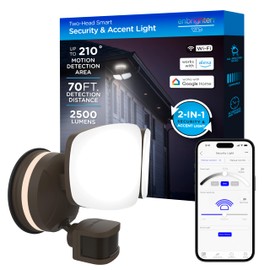 Enbrighten Vibe Smart LED Security Light, Dual Head, Motion Activated, ETL Listed, UV Resistant, 2500 Lumens, 4000K, Compatible with Alexa, Google Home, Bronze, 85900