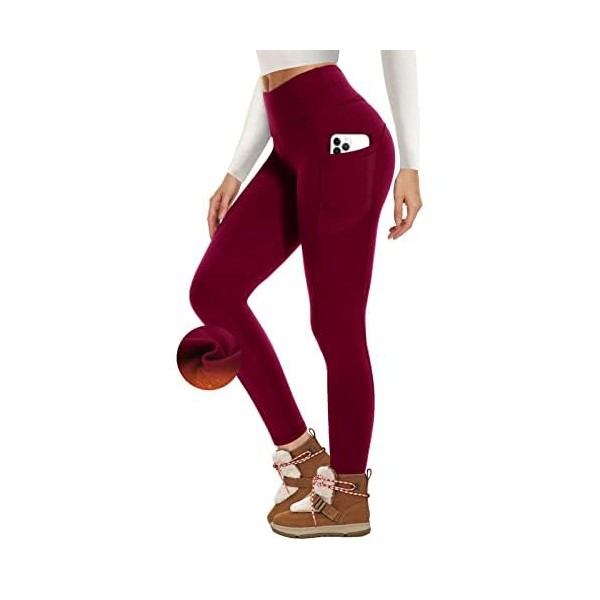 GAYHAY Fleece Lined Leggings with Pockets for Women - High