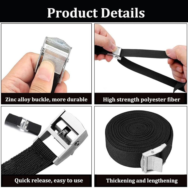 4 Packs Tie Down Strap,Cam Buckle Lashing Straps Heavy Duty,Adjustable