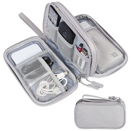 Ausein Organizador de Cables, Estuche para Cables y Cargadores para Viaje, Multifuncional Bolsa para Accesorios Electrónicos, Porta Cables Portátil Impermeable para Discos Duros, Tarjeta SD(Gris)