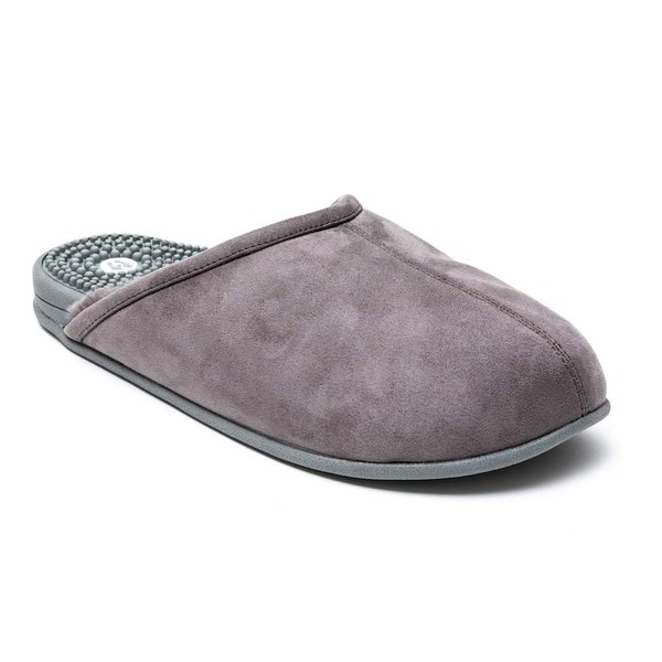Revs - Jura - Men's Reflexology Massage Slippers with Indoor/Outdoor Sole, Grey UK8-8.5