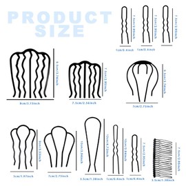 12Pcs Hair Accessories for Updo Bun French Twist - Metal Hair Pins, Combs for Women, Girls, Styling Gifts for Party, Wedding, Daily Use