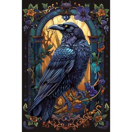 GMETINC Crow Diamond Painting Kits for Adults, Raven DIY 5D Diamond Art Kits Full Drill Diamond Dots Paintings with Diamonds Gem Art and Crafts Home Decor 12x16inch