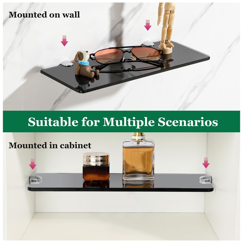 SAYAYO Bathroom Glass Shelf Wall Mounted 30CM Floating Shelves 6MM