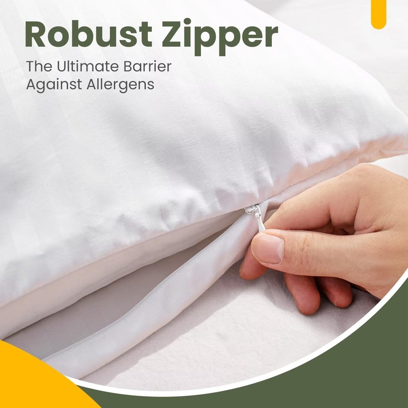 Fairpeak 100% Waterproof Pillow Protector, Pillow Case Protector with Zipper,