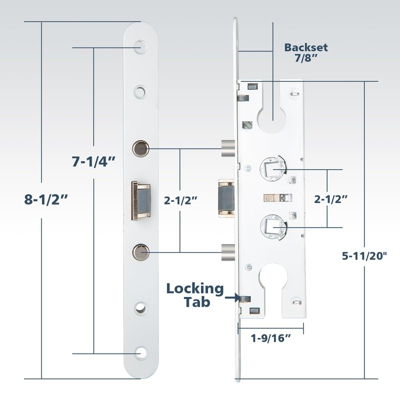 2 Point Bolt Mortise Lock Body Fit Pella Storm Doors,