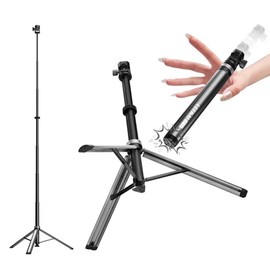 LK56 Auto Open Tripod Extendable 83" with 1/4" Quick-Release for Cameras Video Lights Phones Selfie Stick Live Vlog Stand Lightweight Content Creator Essentials Aluminum Alloy and ABS