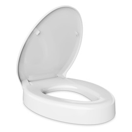 SAILTOK Elevated Toilet seat 3 inch, Elongated Toilet seat risers for Seniors, Slow Close, Heavy Duty, Never Loosen, Raised Toilet seat Elongated Bowl, White(18.5)