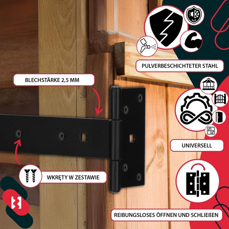 KOTARBAU® Cross Hinge T-Hinge Decorative Shutter Hinge Powder Coated Black