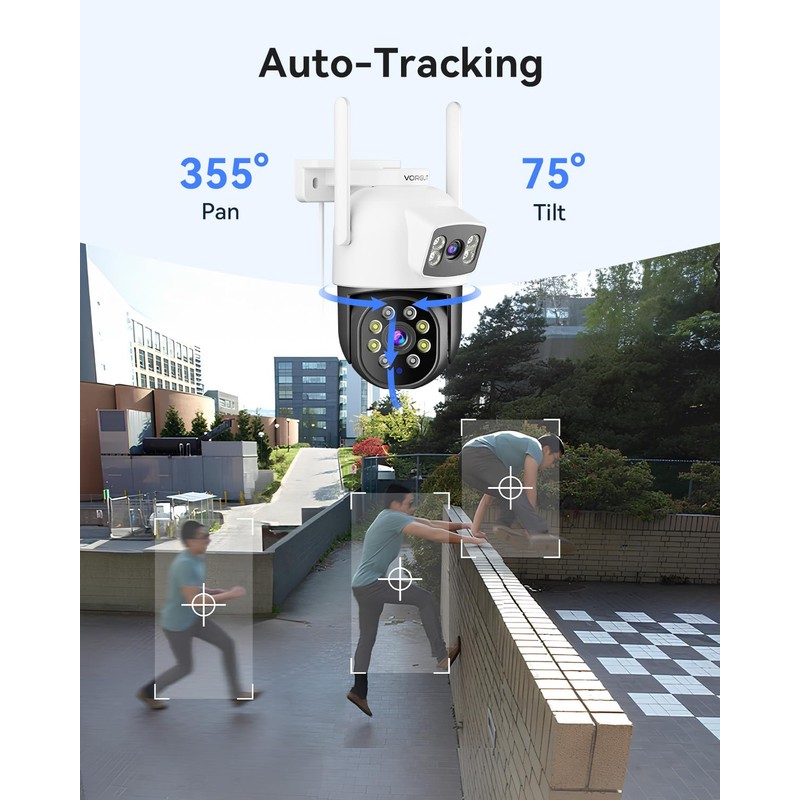 VORGUT Wireless Security Camera System Outdoor, 2pcs 2K Dual Lens