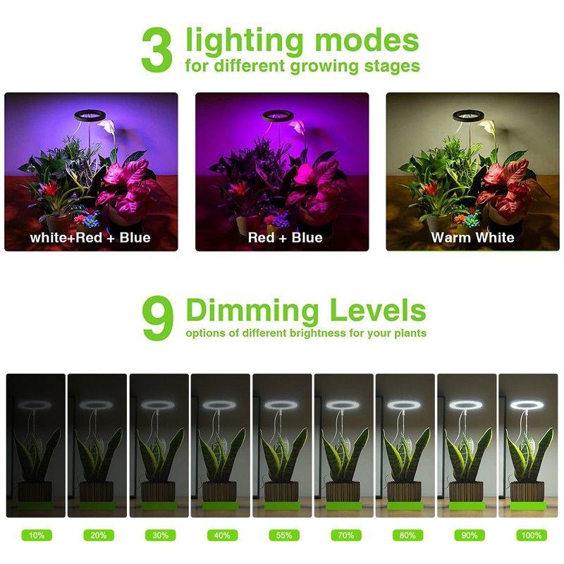 Ground-plugged Plant Light Timable Dimmable Angel Ring Full Spectrum Imitation
