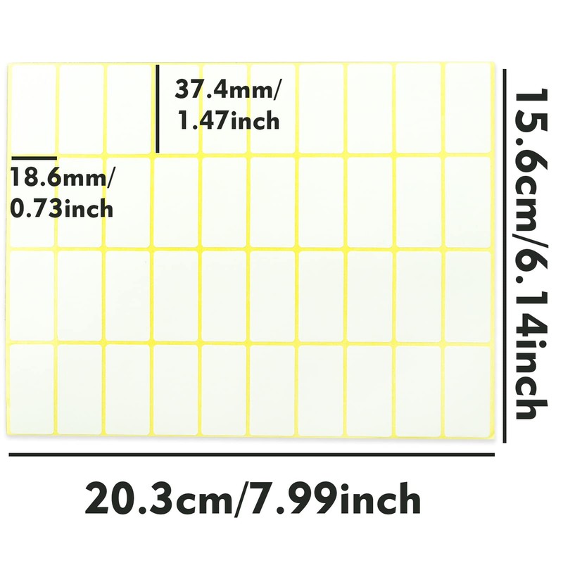38x19mm,1200PCS Matte White Labels Stickers Small Sticky Labels Name Labels