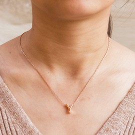 Philip Jones Rose Gold Plated Initial Necklace Letter Y Created with Zircondia® Crystals