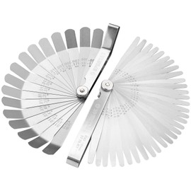 Spurtar Feeler Gauge Set Stainless Steel, 32 Blades Tapered and 16 Blades Offset Filler Gauge Set, Dual Marked SAE and Metric Feeler Guages for Spark Plug, Valve, Piston, Guitar