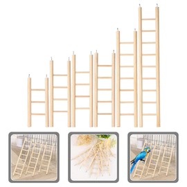 Mipcase 6pcs Hamster and Parrot Climbing Ladder Toy - Bird Cage Wood Platform - Wooden Parrot Cage Accessories