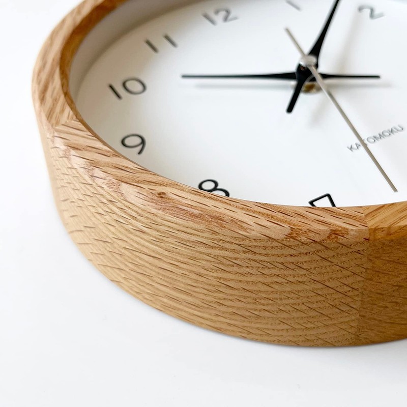 KATOMOKU Muku Clock 13 Oak Radio Clock Continuous Second Hand,