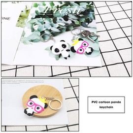 OTOTEC 12PCS Panda Keychain Cute Cartoon Panda Pendant Keyring Creative PVC Panda Ornament Animal Shaped Key Fob Handbag Decoration Gift for Panda Lovers