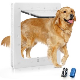 PetSafe Plastic Dog Door - 16.7" x 11.7" Inner Frame for Large Dogs, 2-Way Locks, Durable Frame, White