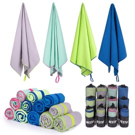 BESTIF Microfibre Towel Quick Dry Sports Towels with Bag Ultralight Compact Lightweight Perfect for Travel, Sauna (Grey, 180 x 90 cm)