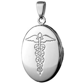 Infomedic Stainless Steel Pendant - Oval Shape (inc. Chain)