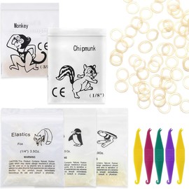 INGJIA Orthodontic Braces with 5 Placements, 500 Pieces Orthodontic Elastic Rubber Bands for Braces, Dental Gaps, Crooked Teeth, 5 Sizes 3.5 oz